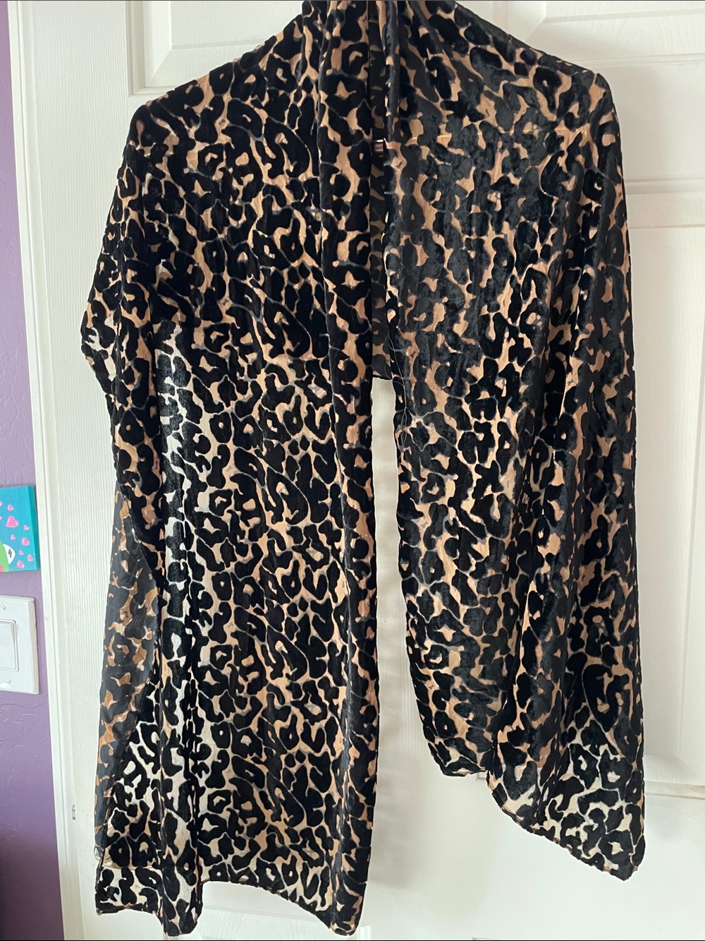 VTG LEOPARD PRINT VELVET BURNOUT WRAP
